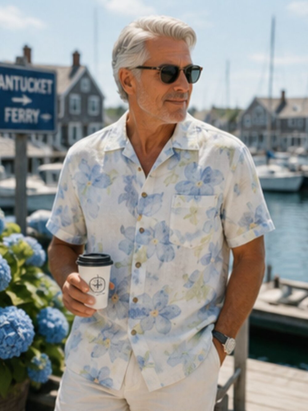Tommy Bahama 100% Linen Floral Shirt L Blue Hawaiian Resort Coastal Summer Vacay